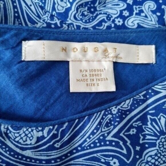 NOUGAT LONDON Sleeveless Mini Dress Floral Paisley Blue Sz 2 - Picture 10 of 11
